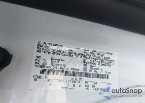 2013 Ford Focus Se from USA, damaged, VIN 1FADP3F26DL265622
